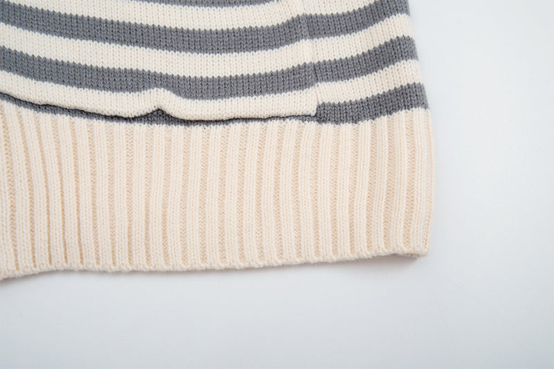 Y2K-Kapuzenjacke mit Reißverschluss – gestreifte Strickjacke mit Katzen- und Sternenstickerei