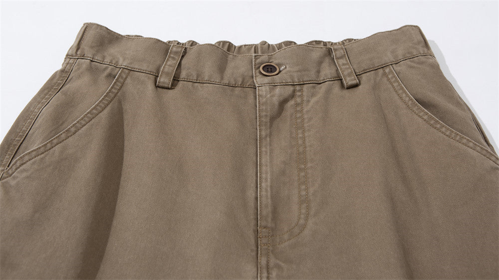 Wide-Leg Cargo Pants – Relaxed Fit Multi-Pocket Straight Trousers