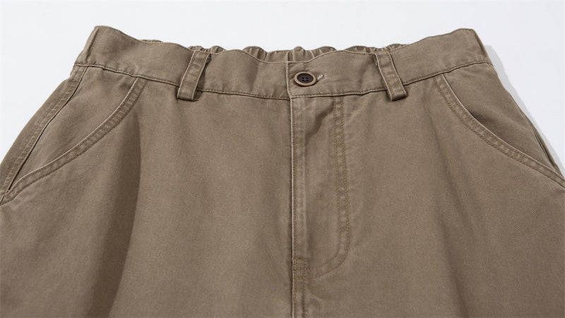 Wide-Leg Cargo Pants – Relaxed Fit Multi-Pocket Straight Trousers