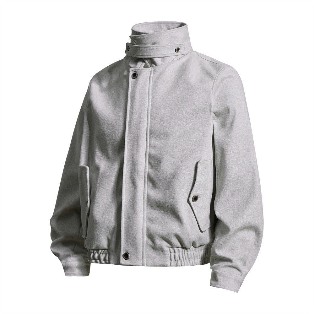 Blouson bomber homme court à col montant – Coupe décontractée, gris clair
