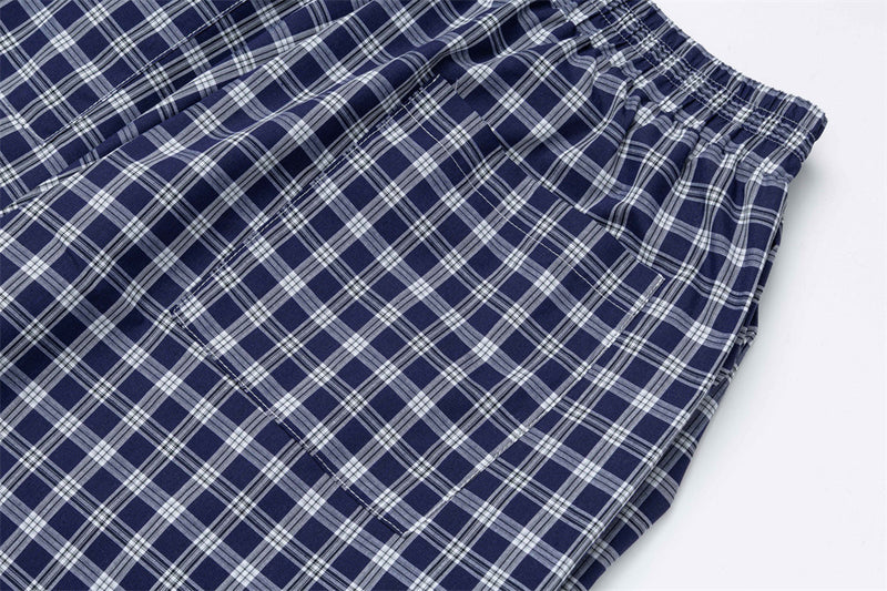 Plaid Wide-Leg Pants with Apron Overlay – Relaxed Fit Japanese Streetwear