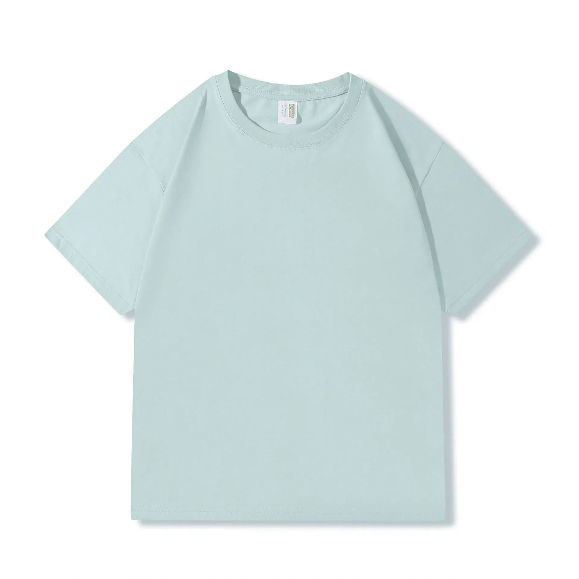 Custom Anime Character Mint Green T-Shirt, a 100% cotton short-sleeve tee (230GSM), laid flat against a white background.