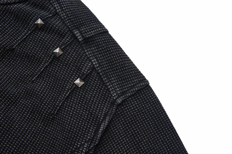 Blouson bomber en maille gaufrée délavée à l’acide avec rivets métalliques