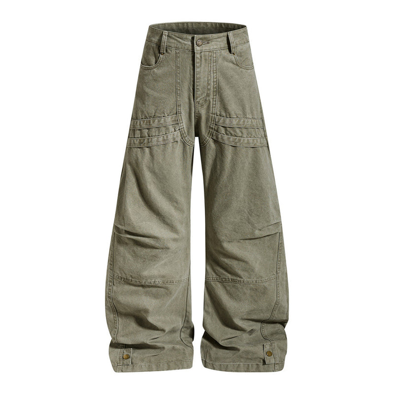 Wide-Leg Cargo Pants – Baggy Fit with Pleated Panels & Utility Pockets