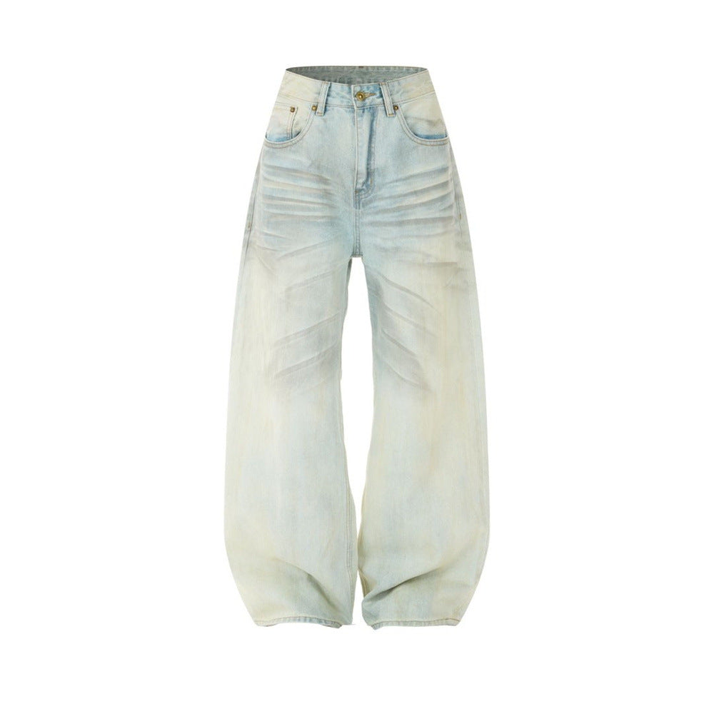 Baggy Pants for Men – Wide Leg Washed Light Blue Denim Jeans