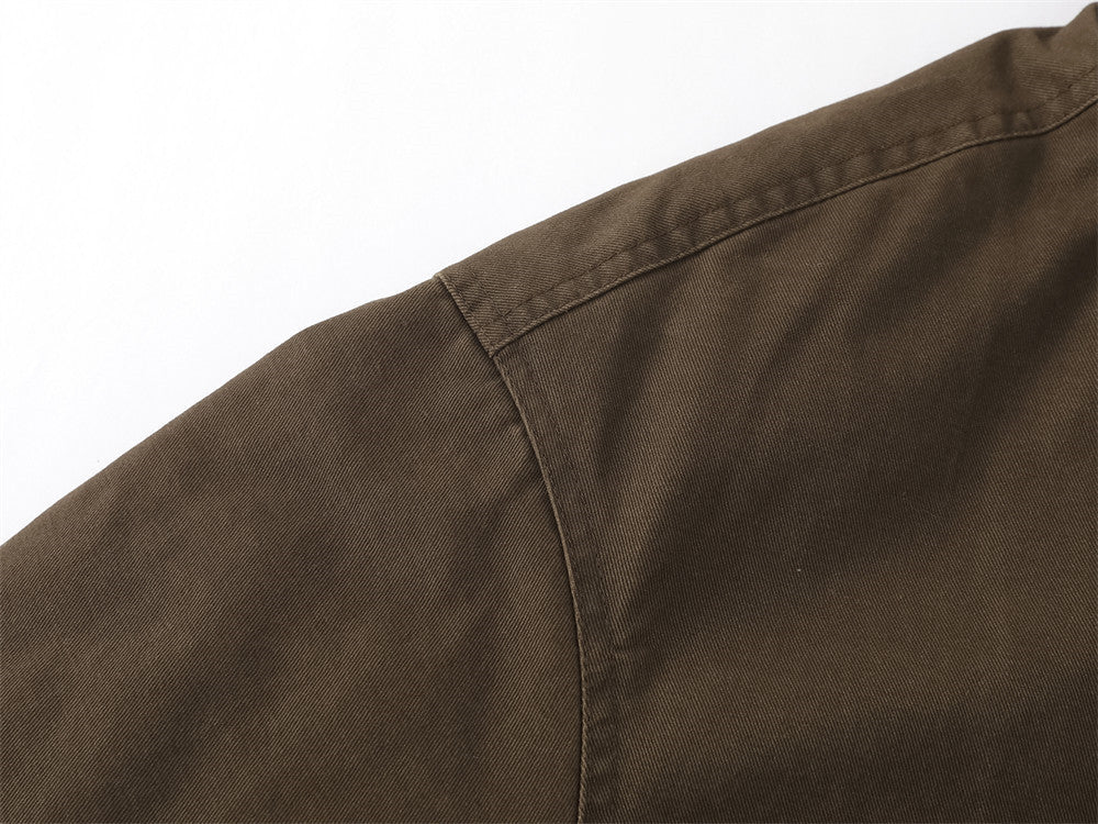 Veste bomber marron matelassée – Manteau homme zippé à col montant, style workwear