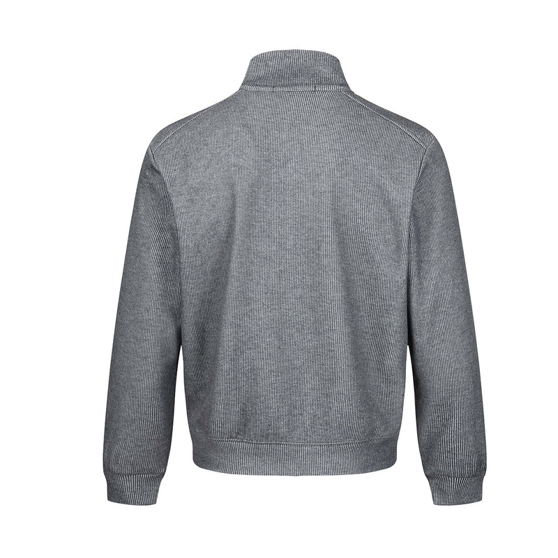 Veste homme côtelée zippée à col montant – Style sportswear vintage délavé