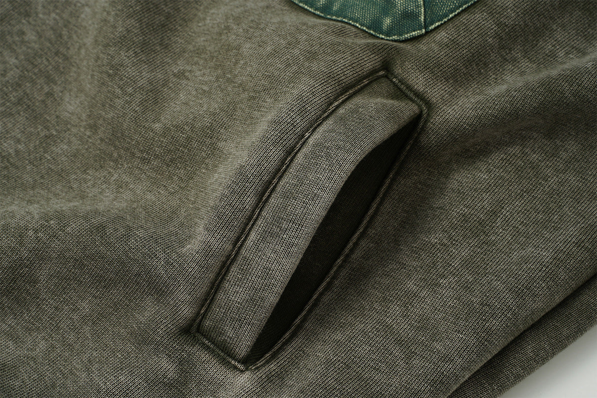 Vintage Washed Fleece-Lined Bomber Jacket – Boxy Fit Men's Zip-Up Outerwear