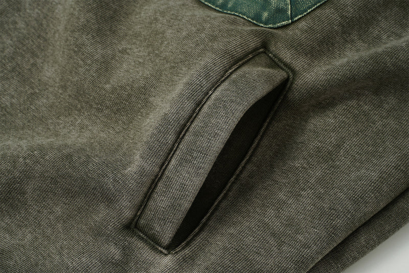 Vintage Washed Fleece-Lined Bomber Jacket – Boxy Fit Men's Zip-Up Outerwear