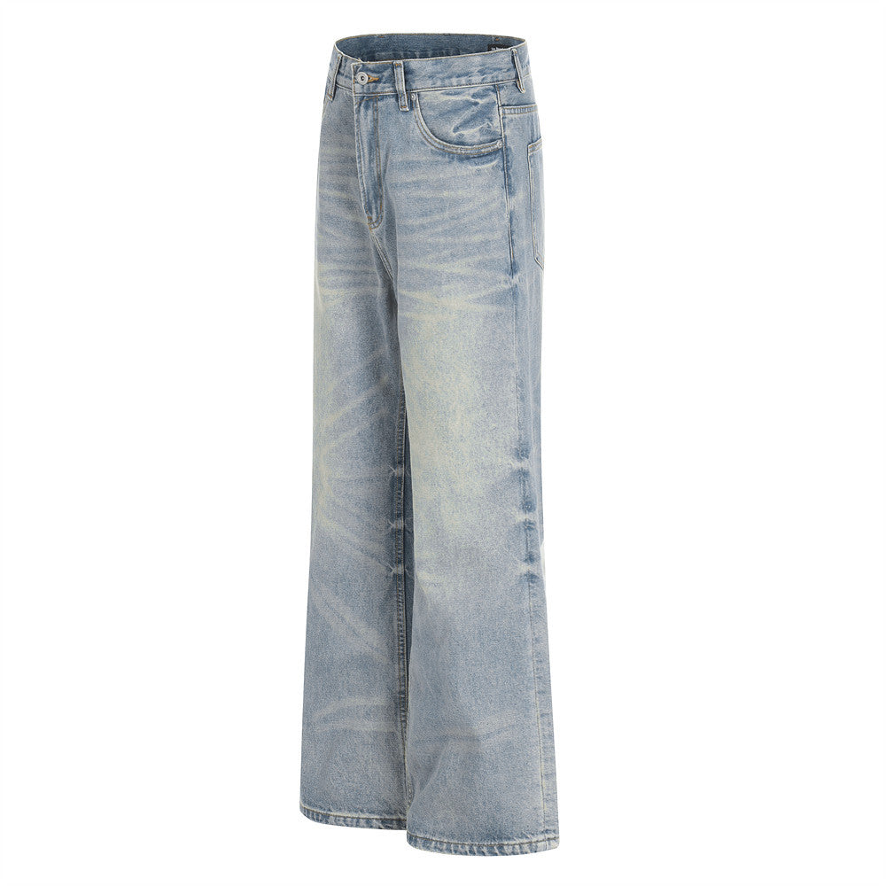 Wide-Leg Straight Jeans – American Vintage Washed Denim