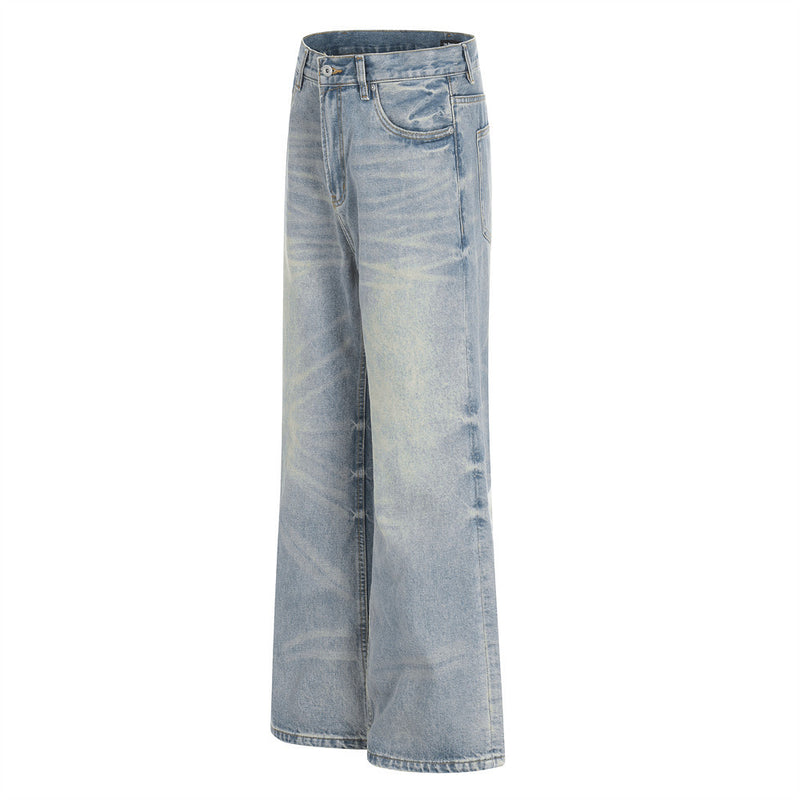 Wide-Leg Straight Jeans – American Vintage Washed Denim