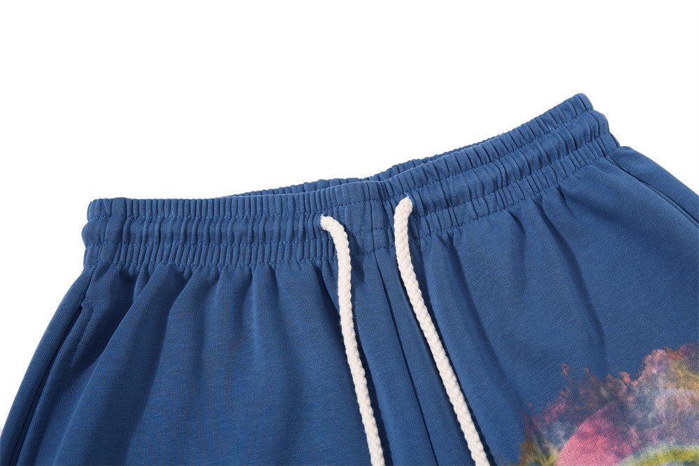 Wide-Leg Sweatpants with Colorful Graffiti Print and Star Logo