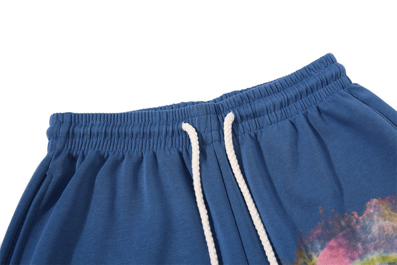 Wide-Leg Sweatpants with Colorful Graffiti Print and Star Logo