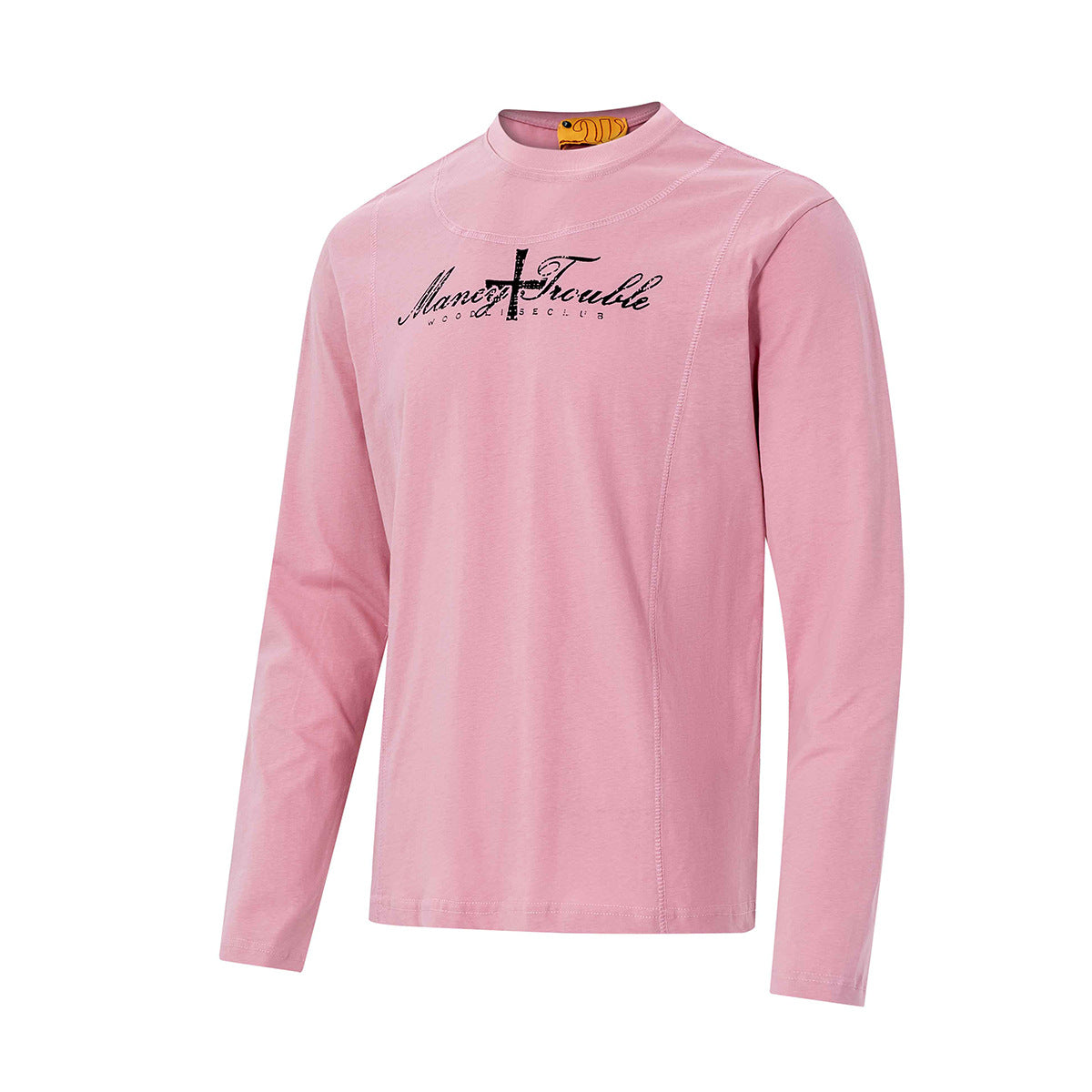 Langarm-Graphic-T-Shirt – Mancy-Trouble-Kreuzprint, Mockneck, Slim Fit