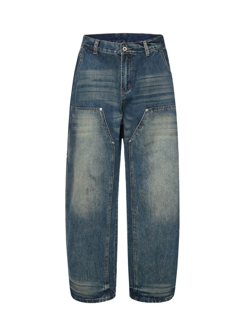 Men's Baggy Carpenter Jeans – Vintage Washed Wide-Leg Denim