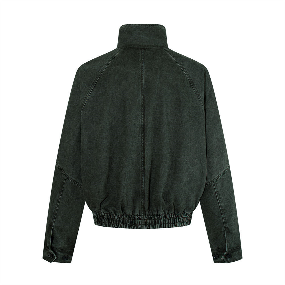 Blouson bomber en canvas lavé à col montant – Style workwear oversize