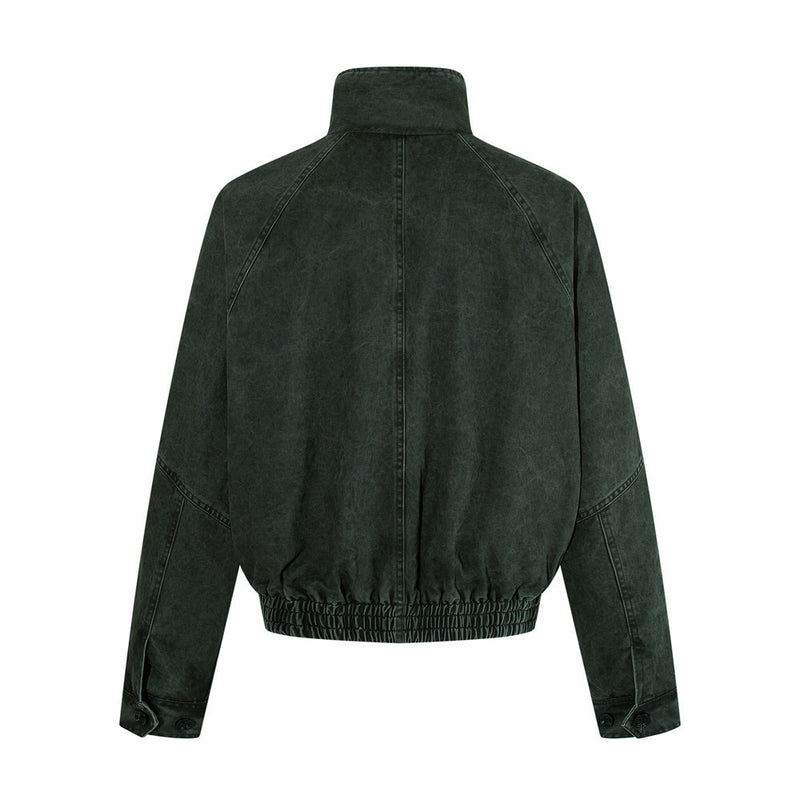 Blouson bomber en canvas lavé à col montant – Style workwear oversize