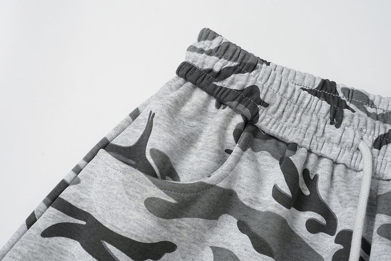 Wide-Leg Camo Sweatpants with Skeleton & Cross Patches