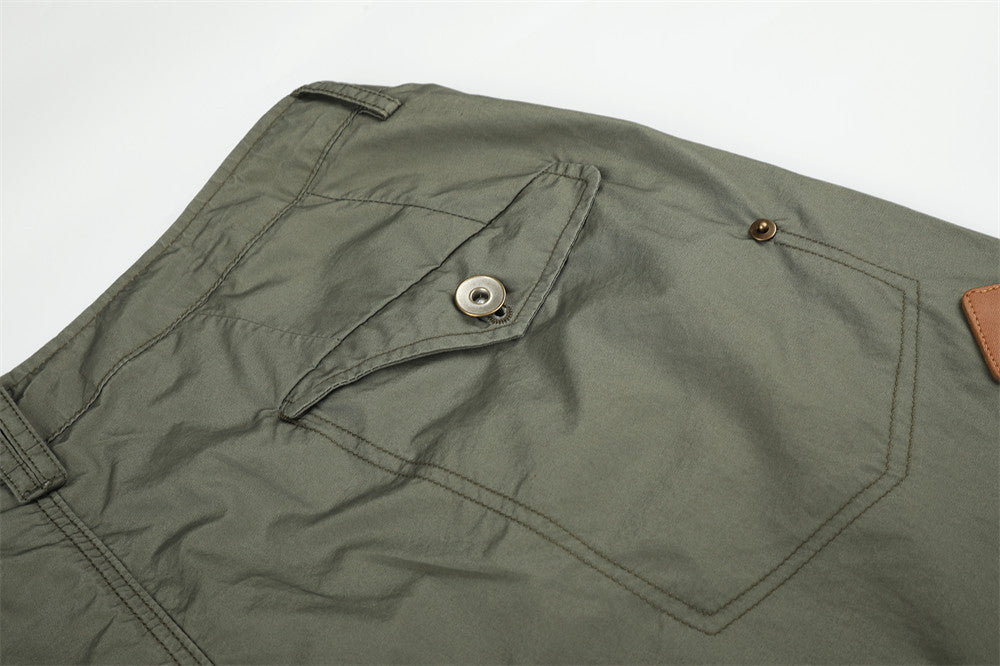 Wide-Leg Parachute Cargo Pants – Pleated Baggy Fit with Zip Pockets
