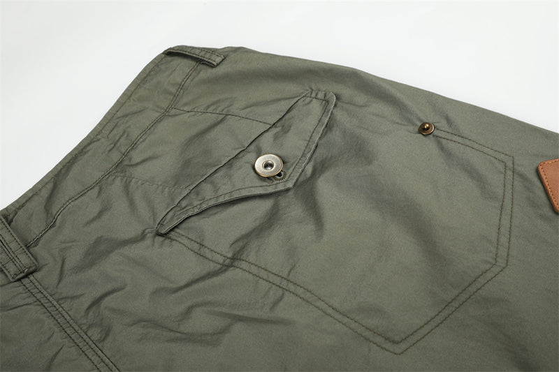 Wide-Leg Parachute Cargo Pants – Pleated Baggy Fit with Zip Pockets