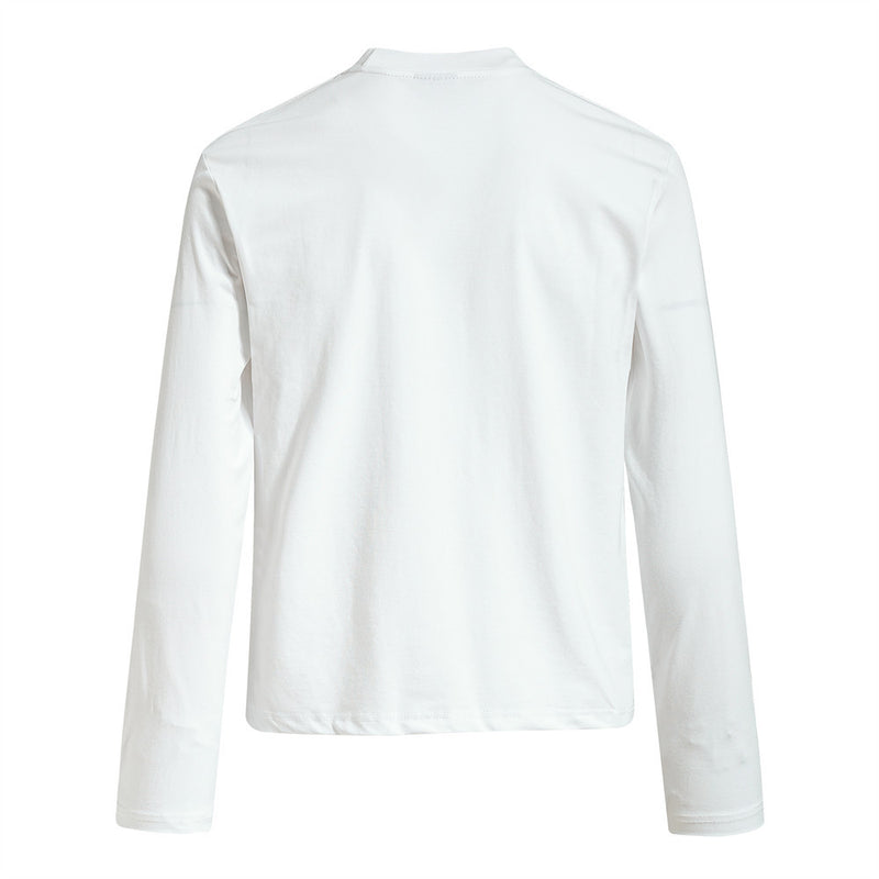 Men's Long Sleeve Graphic Tee – Bold Letter Print Mock Neck Top