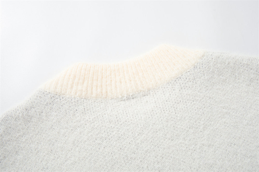 Goat Head Jacquard Crewneck Sweater – Oversized Knit Pullover