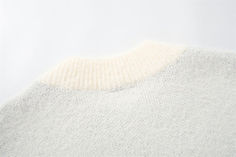 Goat Head Jacquard Crewneck Sweater – Oversized Knit Pullover