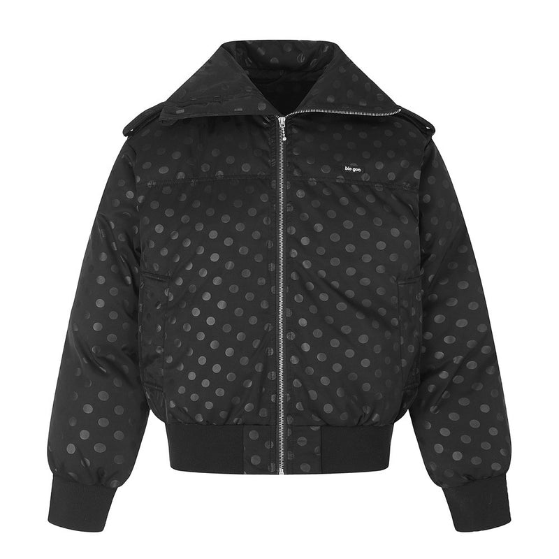 Men's Polka Dot Puffer Bomber Jacket – Oversized Padded Winter Coat