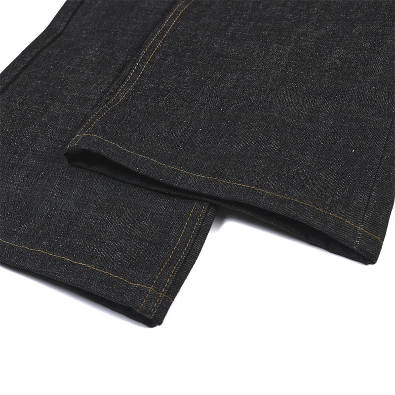 Baggy Black Jeans Men's Wide-Leg Denim with Leopard Print Pockets & Charm Detail