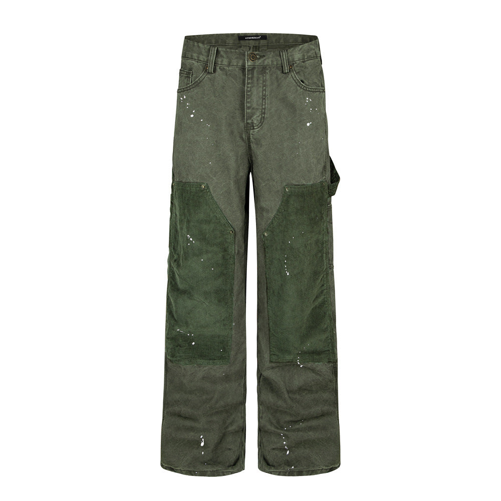 Cordhosen im Patchwork-Carpenter-Stil – Wide Leg, Paint-Splatter, Workwear-Hose