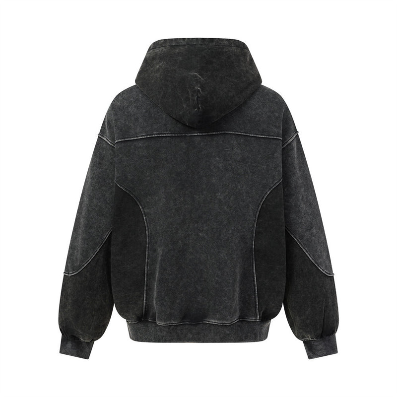 Hoodie oversize à enfiler délavé à l’acide – Streetwear vintage délavé à empiècements