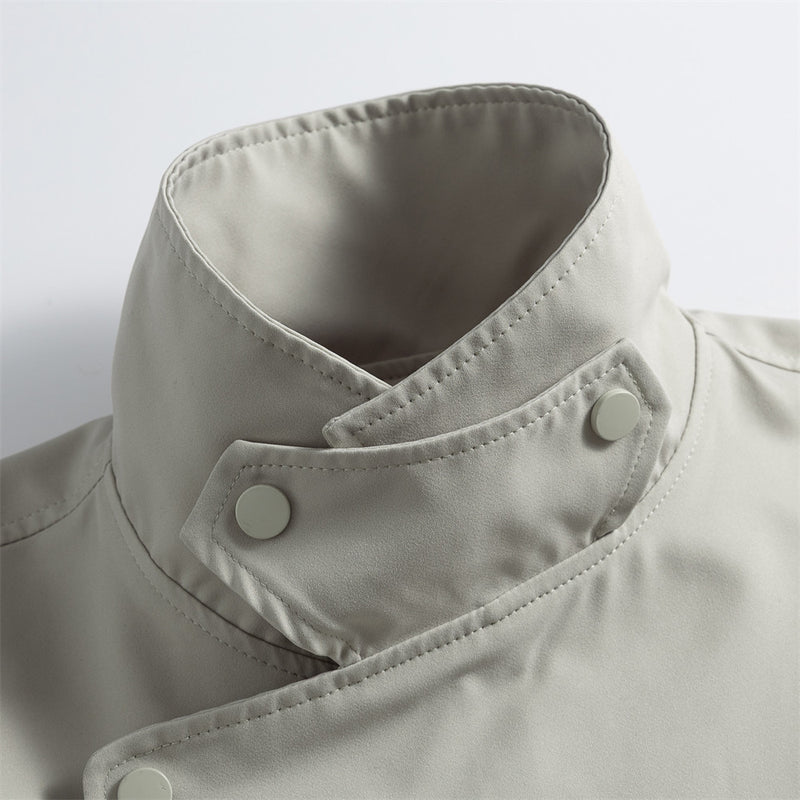 Asymmetric Snap-Collar Bomber Jacket – Oversized Stand Collar Men's Jacket
