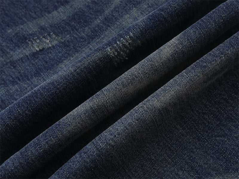 Wide-Leg Distressed Baggy Jeans – Men's Washed Vintage Straight-Cut Denim