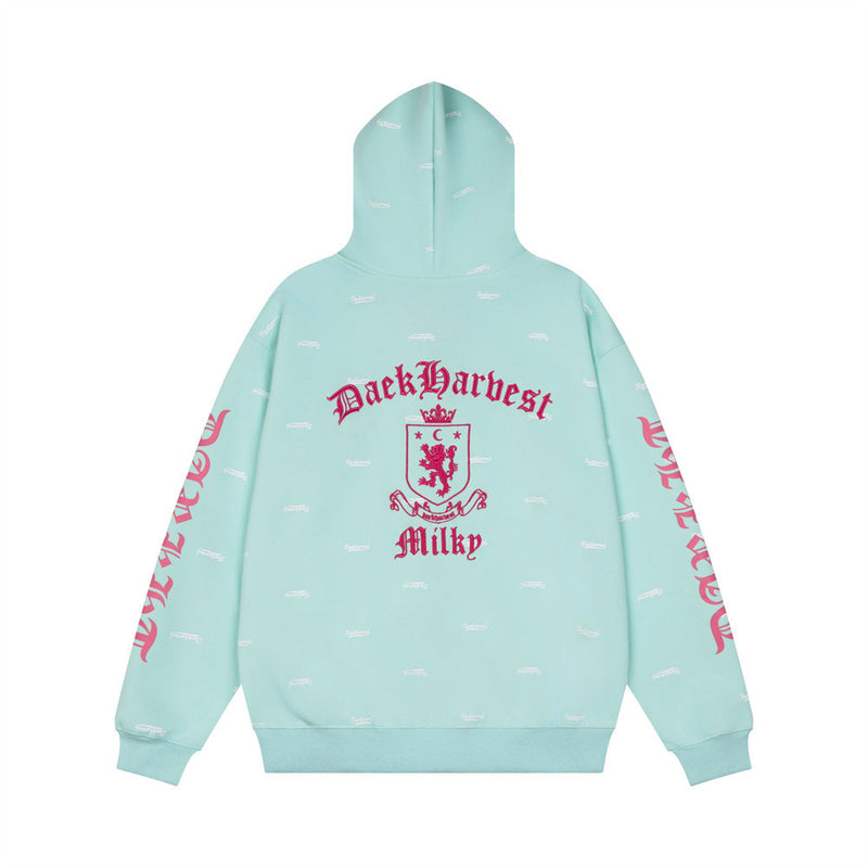 Men's Zip-Up Hoodie Gothic Crest Allover Print Oversized Streetwear