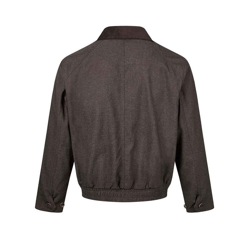 Men's Retro Harrington Jacket – Corduroy Collar, Full-Zip Bomber