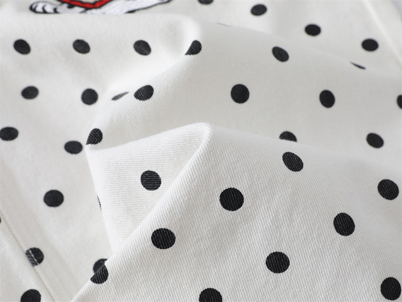 Pantalon baggy wide-leg à pois avec broderies cartoon dalmatien