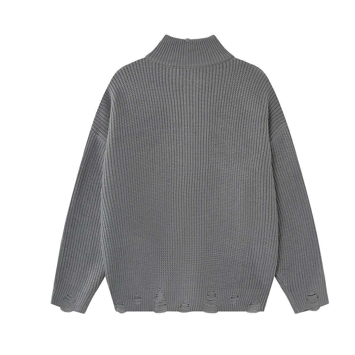Pull col montant zippé en maille gothique à croix imprimée et effet usé