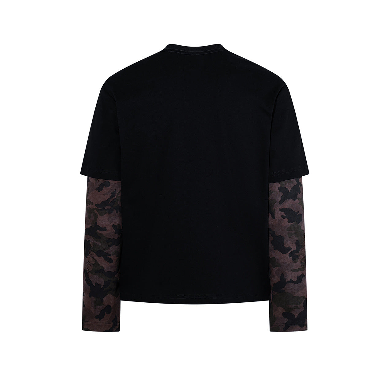 Saints Desires Rock Graphic Layered Long-Sleeve T-Shirt – Black with Camo
