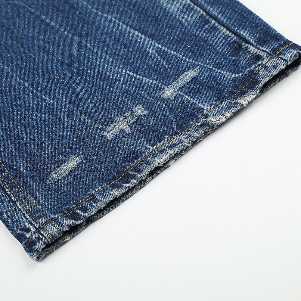 Jeans délavés usés à jambes larges – Denim vintage punk délavé pour homme