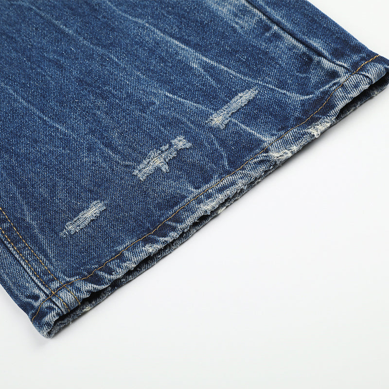 Jeans délavés usés à jambes larges – Denim vintage punk délavé pour homme