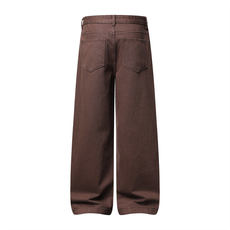 Wide-Leg Pleated Trousers – Men's High-Street Solid Color Straight-Cut Pants