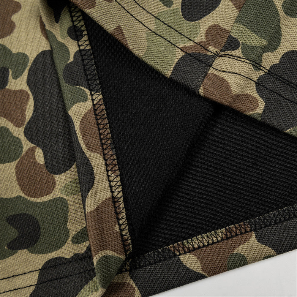 Men's Camo Print Wide-Leg Shorts | Gothic Letter Streetwear Casual Five-Point Sh