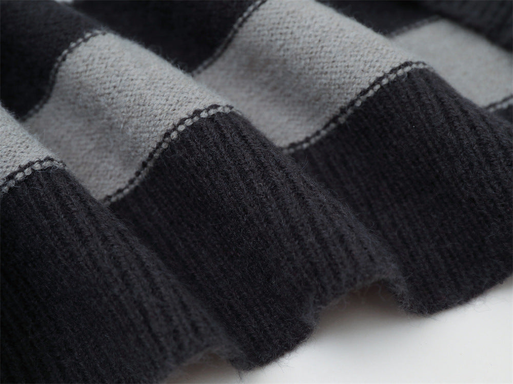 Gestreifter Jacquard-Strickpullover – Gather 16 SavageBase-Print, Relaxed Rundhalsausschnitt