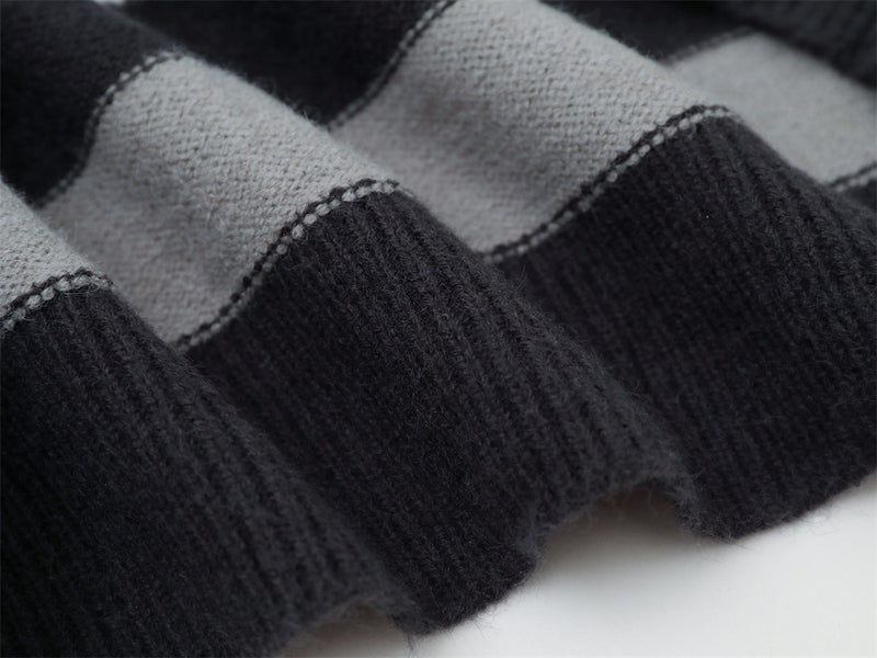 Gestreifter Jacquard-Strickpullover – Gather 16 SavageBase-Print, Relaxed Rundhalsausschnitt