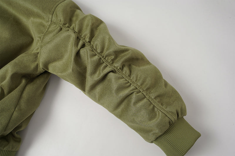 Bomber en suédine avec capuche en fausse fourrure – Manteau d’hiver oversize