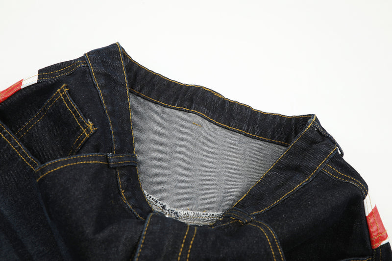 Jean baggy délavé clair – Denim à jambes larges avec imprimé Union Jack