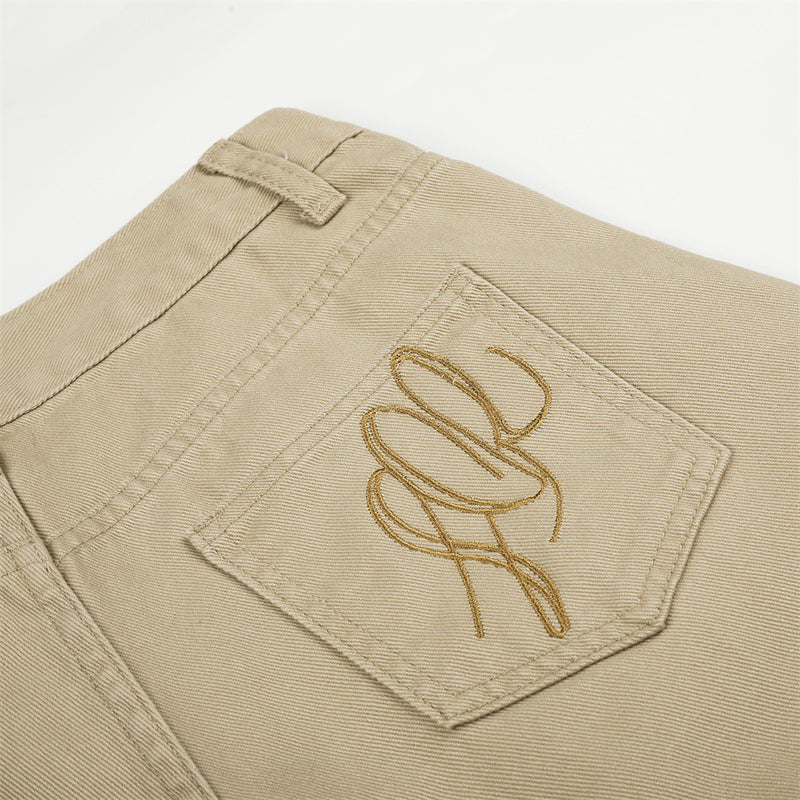 Men's Wide-Leg Barrel Pants with Decorative Button Detail