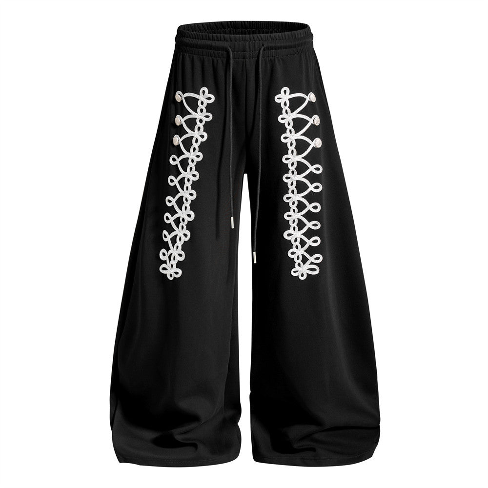 Oversized Zip-Up Hoodie Men – Rope Lace Detail Wide-Leg Sweatpants Set
