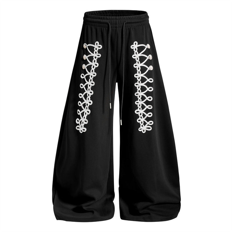 Oversized Zip-Up Hoodie Men – Rope Lace Detail Wide-Leg Sweatpants Set