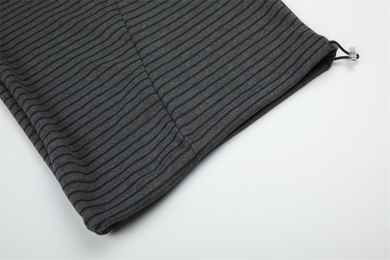 Pantalón de Pierna Ancha a Rayas para Hombre con Cintura de Cordón y Botones Cruzados